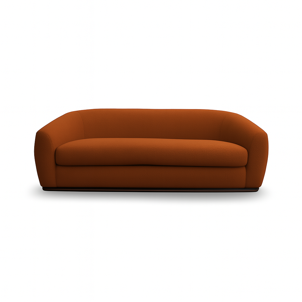 Curve 88"  3-Seat Sofa - Rust Teddy Fabric
