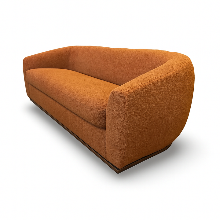 Curve 88"  3-Seat Sofa - Rust Teddy Fabric