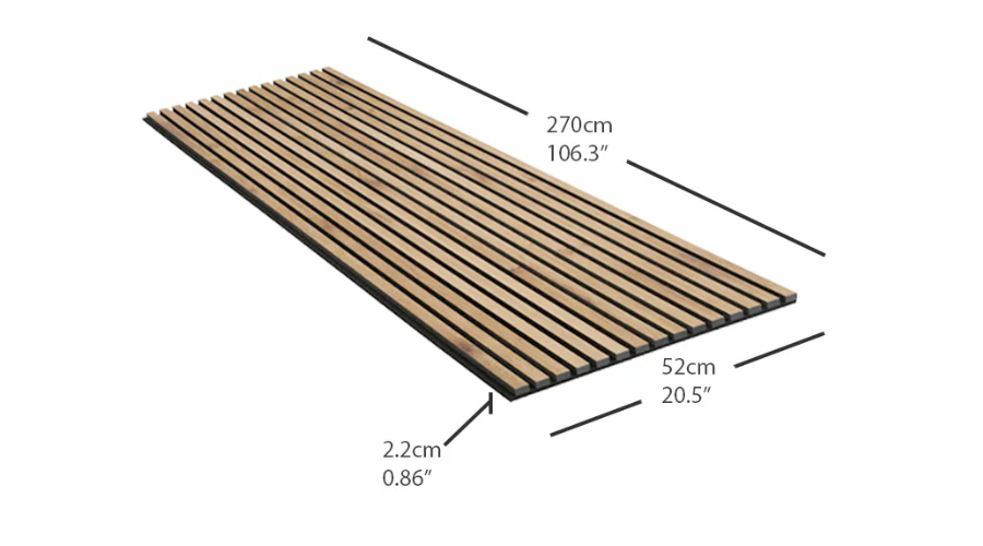 PANELUX™ Brown Oak (Light Camel Felt) Acoustic Slat Wall Panel (9' Height)