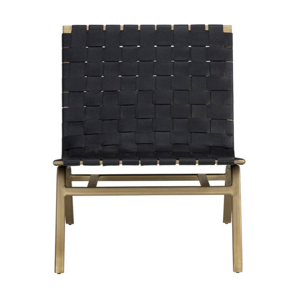 Woven Black Leather Accent Chair