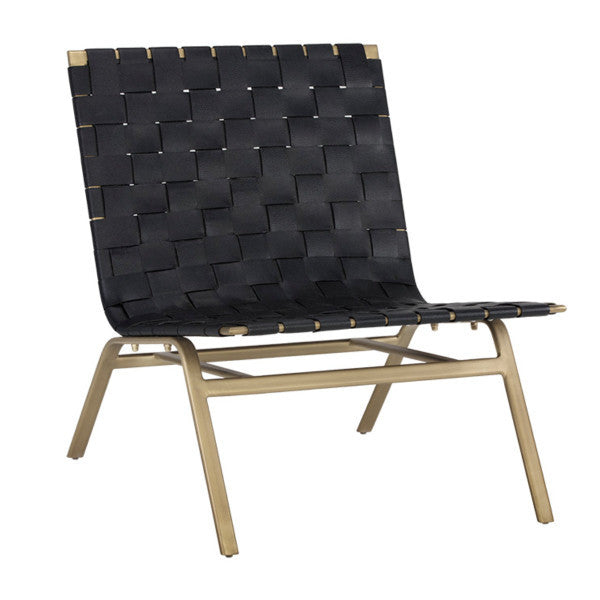 Woven Black Leather Accent Chair