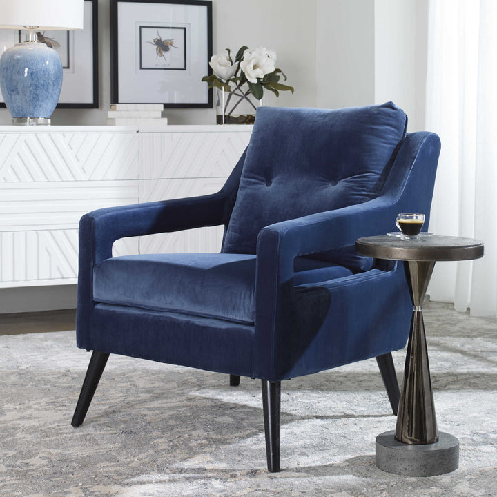Stunning Blue Velvet Accent Chair