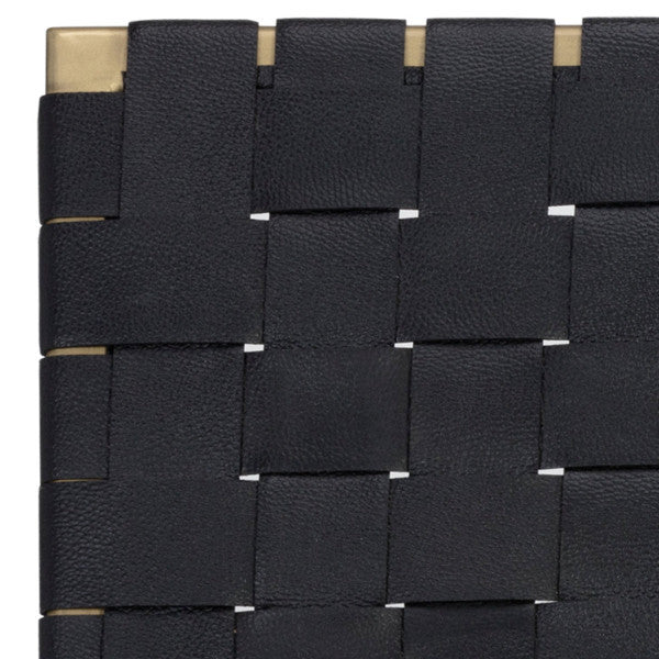 Woven Black Leather Accent Chair