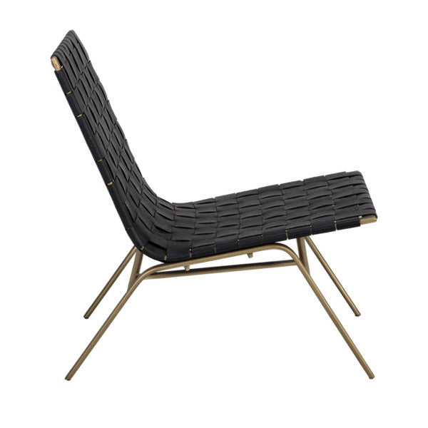 Woven Black Leather Accent Chair