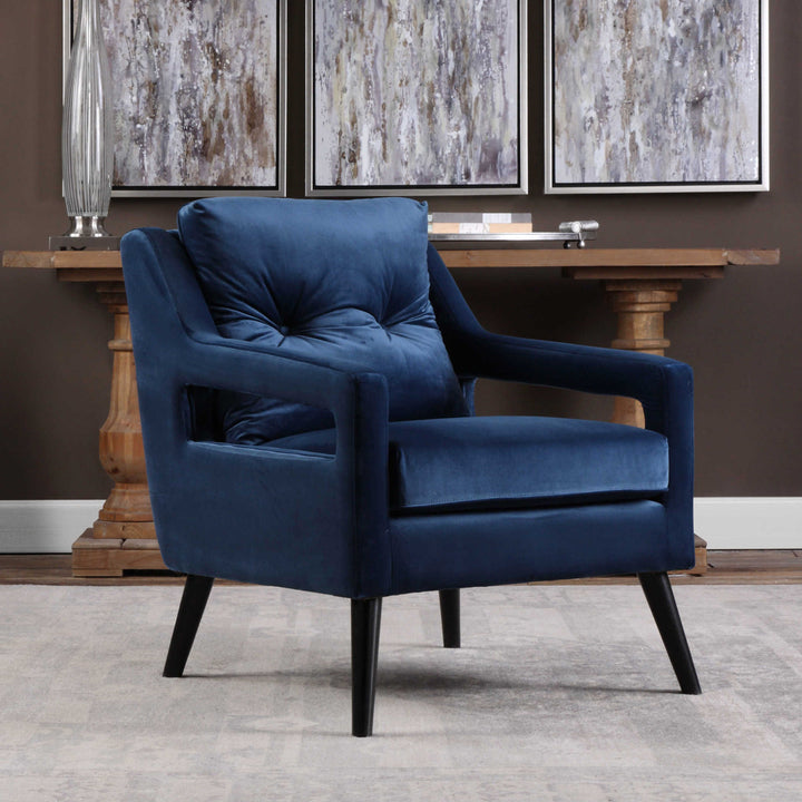 Stunning Blue Velvet Accent Chair