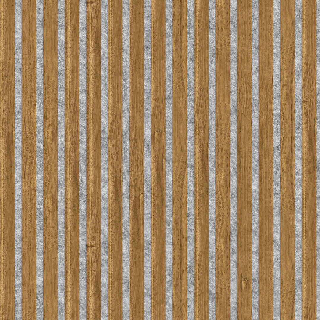 PANELUX™ Black Walnut (Grey Felt) Acoustic Slat Wall Panel (9' Height)