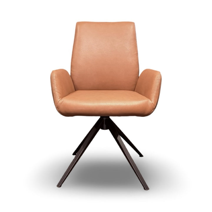 Hjort Knudsen 9060 Swivel Dining Chair – Light Cognac Leather