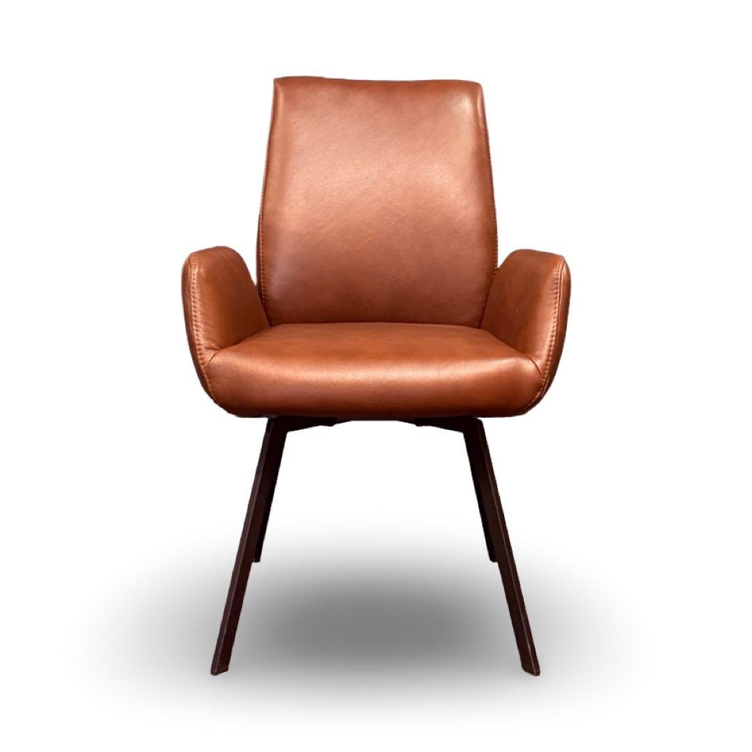 Hjort Knudsen 9060 Swivel Dining Chair – Marrone Leather