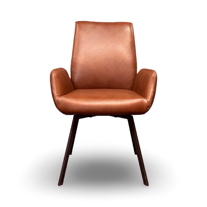 Hjort Knudsen 9060 Swivel Dining Chair – Marrone Leather