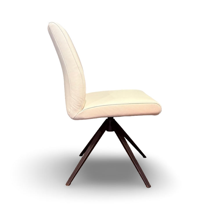 Hjort Knudsen 9062 Swivel Dining Chair – White Leather