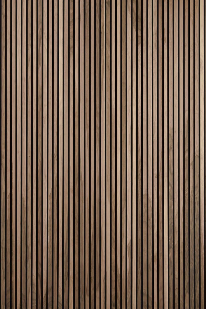 PANELUX™ Black Walnut (Black Felt) Acoustic Slat Wall Panel (9' Height)