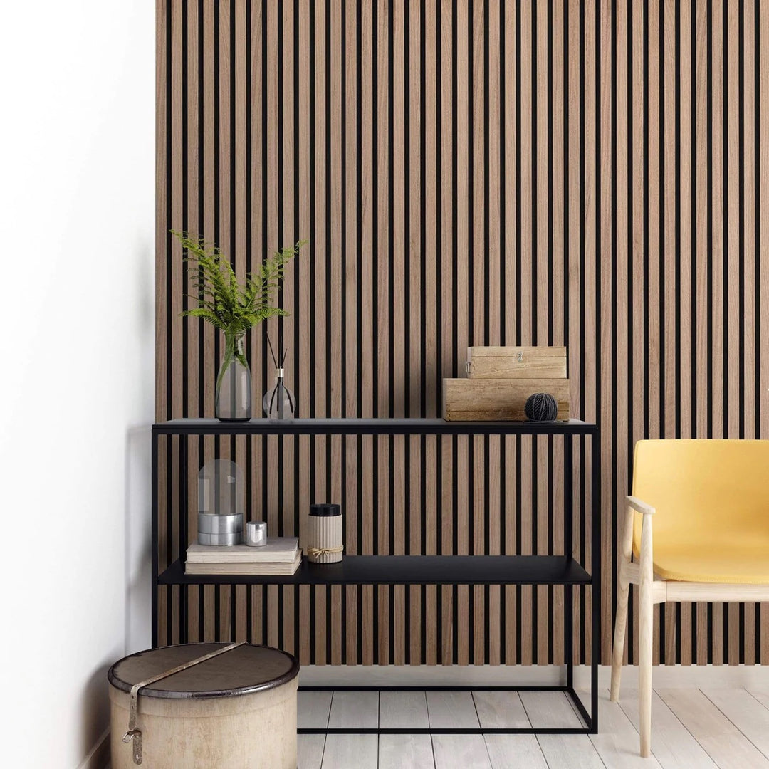 PANELUX™ Black Walnut (Black Felt) Acoustic Slat Wall Panel (9' Height)