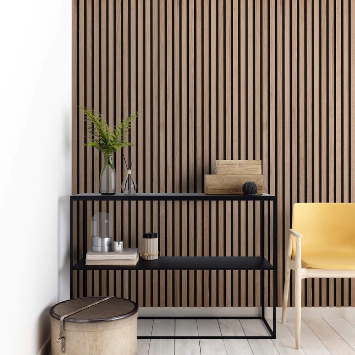 PANELUX™ Black Walnut (Black Felt) Acoustic Slat Wall Panel (9' Height)