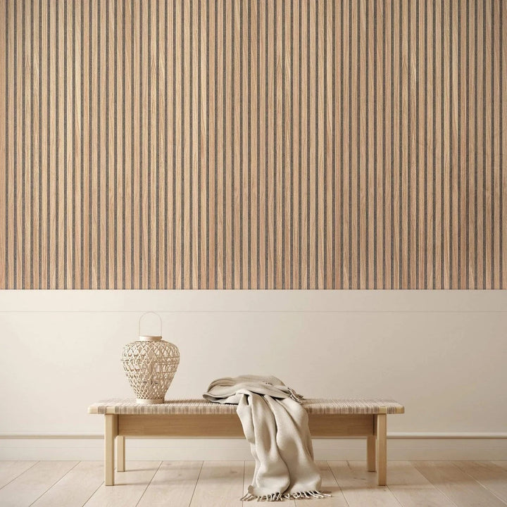 PANELUX™ Brown Oak (Grey Felt) Acoustic Slat Wall Panel (9' Height)