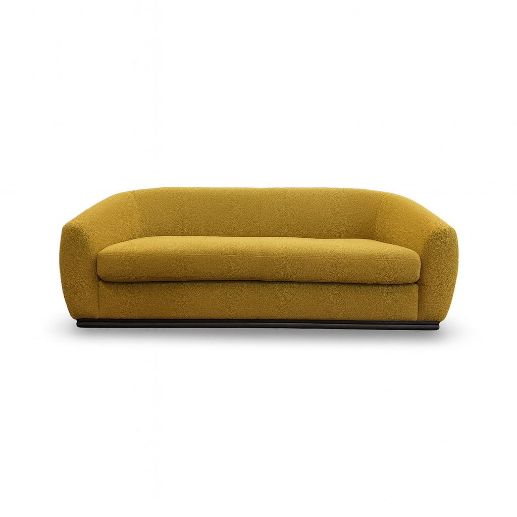 Curve 88"  3-Seat Sofa - Gold Teddy Fabric