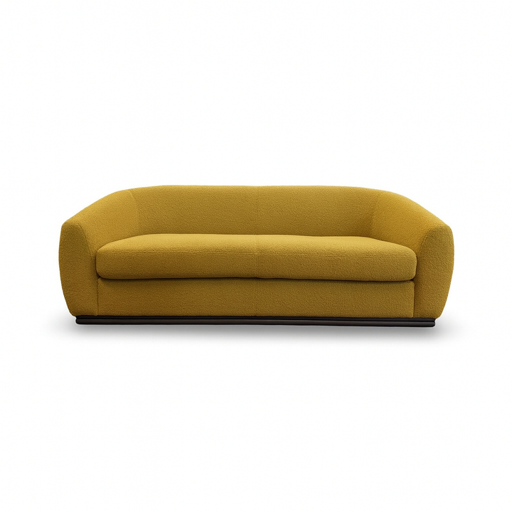 Curve 88"  3-Seat Sofa - Gold Teddy Fabric