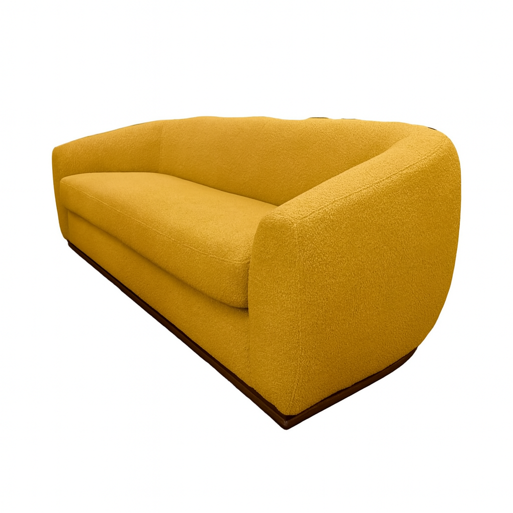 Curve 88"  3-Seat Sofa - Gold Teddy Fabric