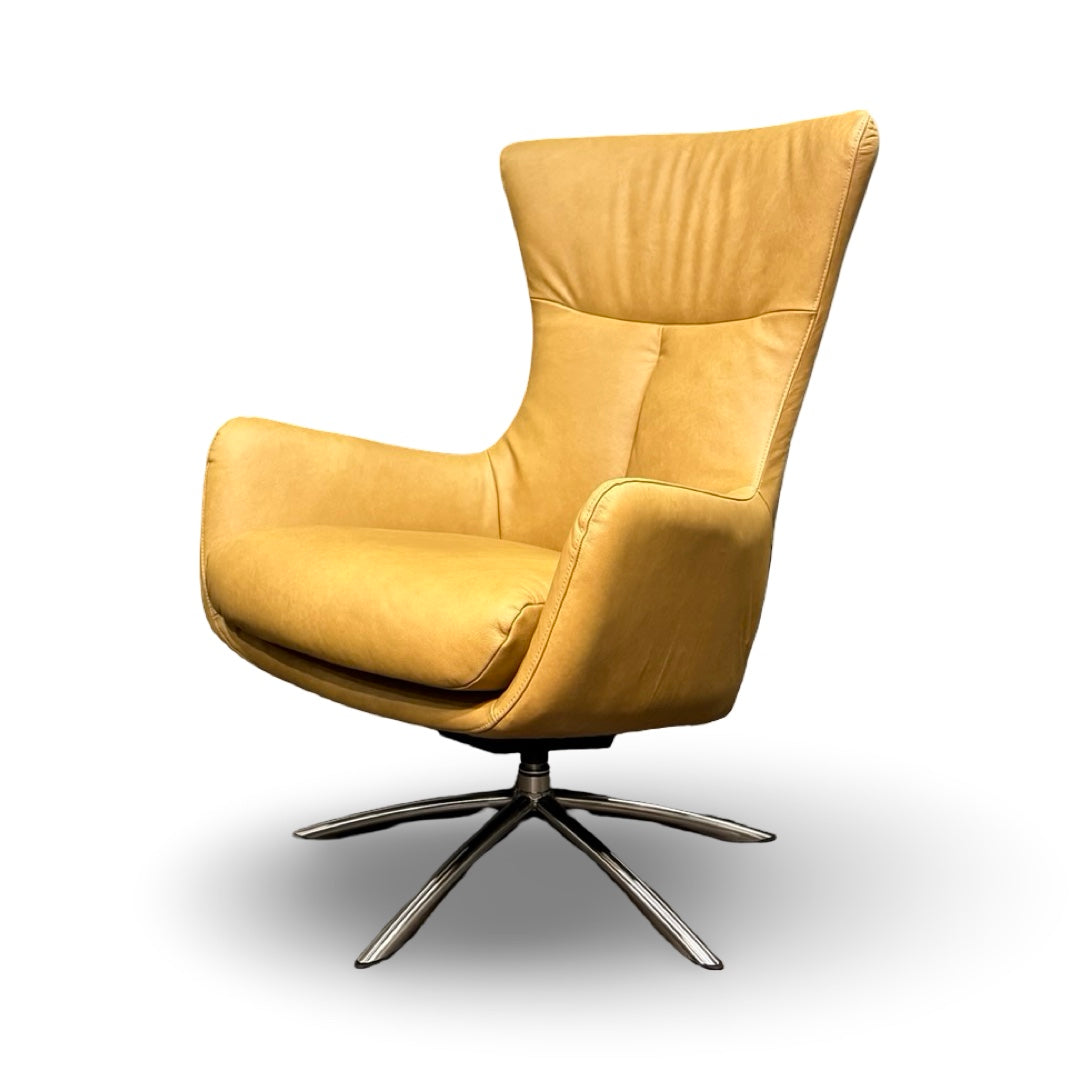 Hjort Knudsen 3072 Swivel Chair – Turo Kurkuma Gold Leather