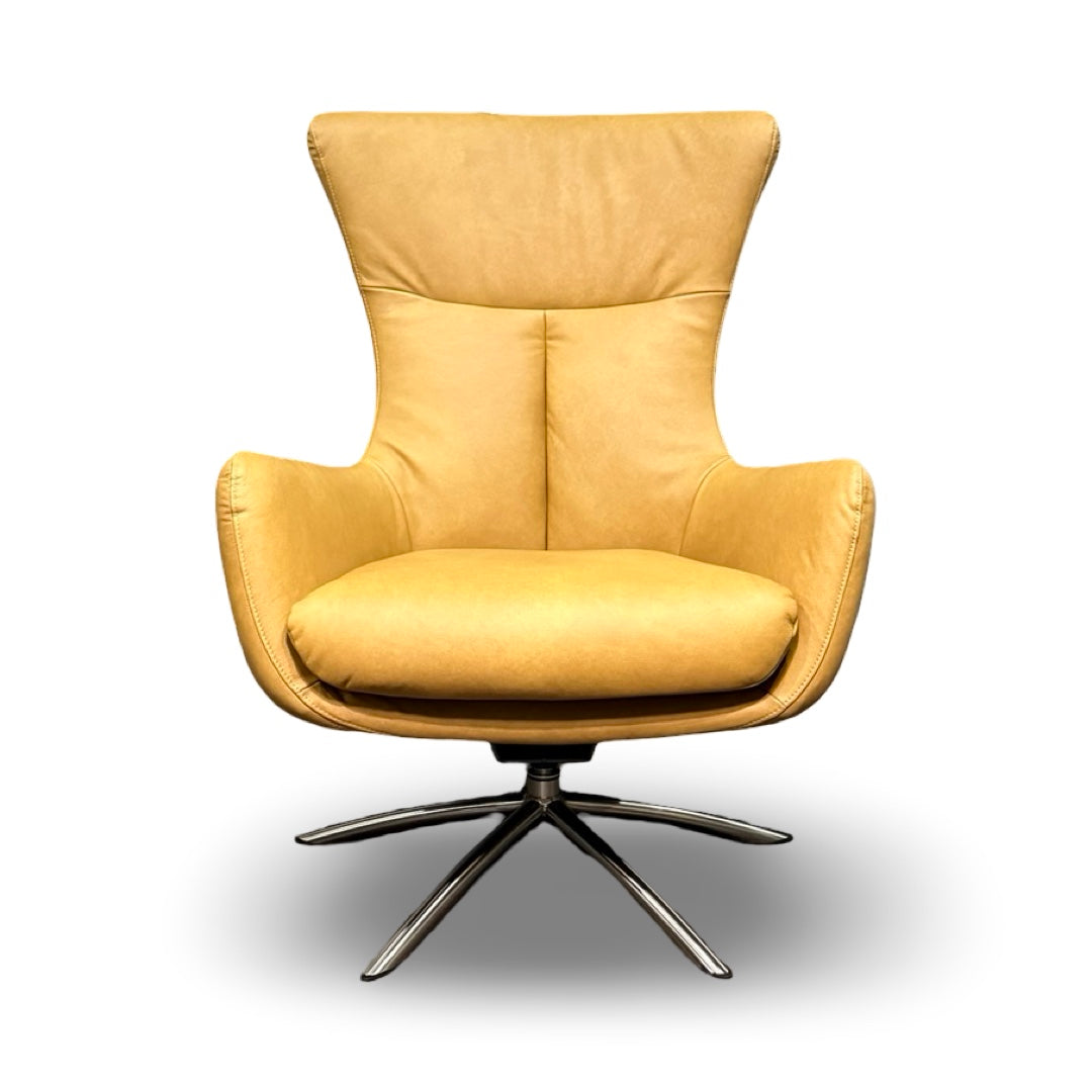 Hjort Knudsen 3072 Swivel Chair – Turo Kurkuma Gold Leather