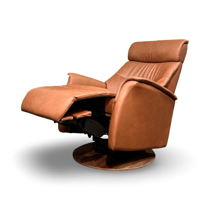 Hjort Knudsen 8310 Power Swivel Rocking Recliner – Turo Soft Rust Leather