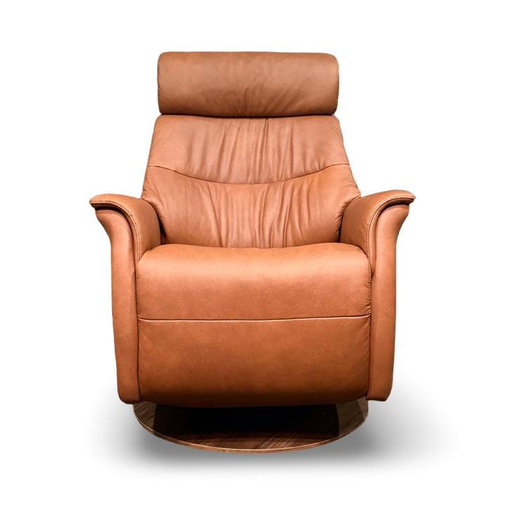 Hjort Knudsen 8310 Power Swivel Rocking Recliner – Turo Soft Rust Leather