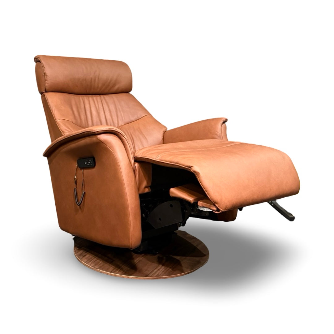 Hjort Knudsen 8310 Power Swivel Rocking Recliner – Turo Soft Rust Leather