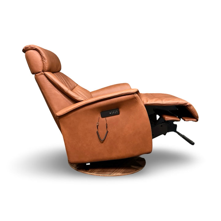 Hjort Knudsen 8310 Power Swivel Rocking Recliner – Turo Soft Rust Leather