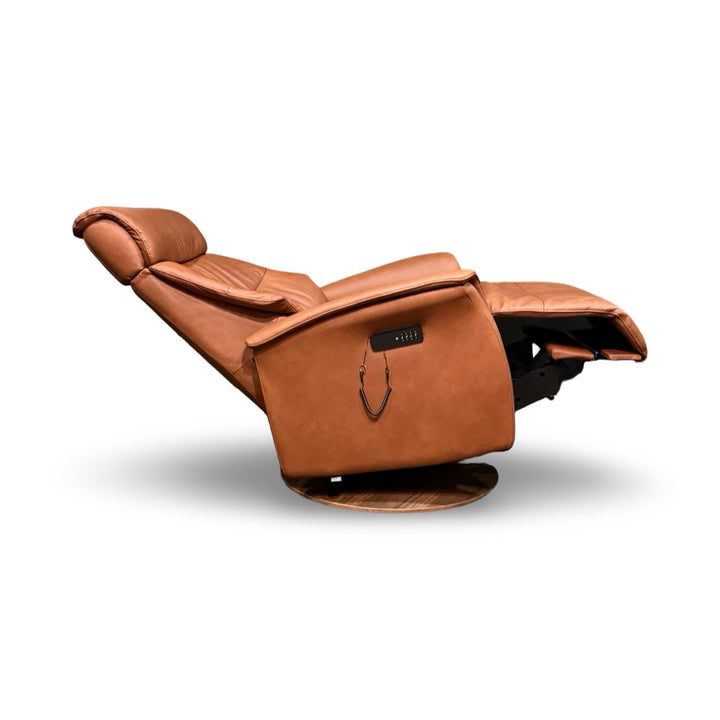 Hjort Knudsen 8310 Power Swivel Rocking Recliner – Turo Soft Rust Leather