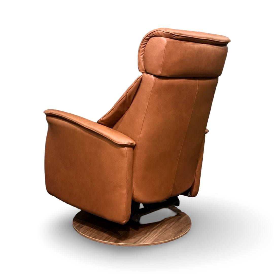 Hjort Knudsen 8310 Power Swivel Rocking Recliner – Turo Soft Rust Leather