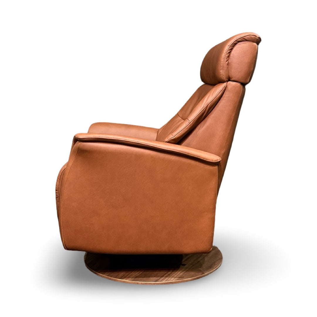 Hjort Knudsen 8310 Power Swivel Rocking Recliner – Turo Soft Rust Leather