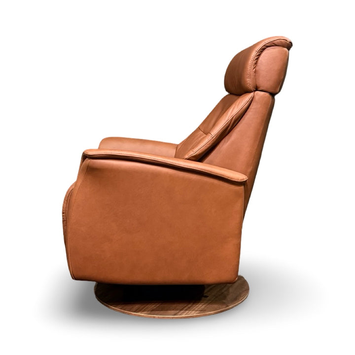 Hjort Knudsen 8310 Power Swivel Rocking Recliner – Turo Soft Rust Leather