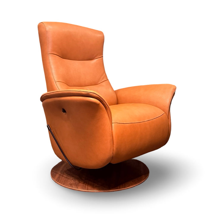 Hjort Knudsen 8350 Leather Rocking Swivel Recliner Chair - Anilux Leather Brandy