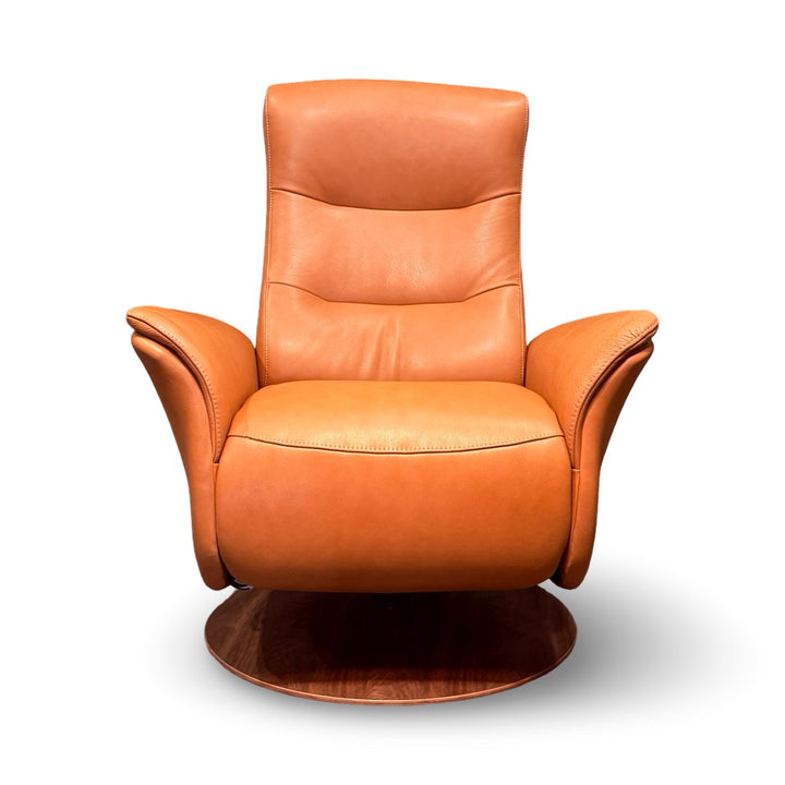 Hjort Knudsen 8350 Leather Rocking Swivel Recliner Chair - Anilux Leather Brandy