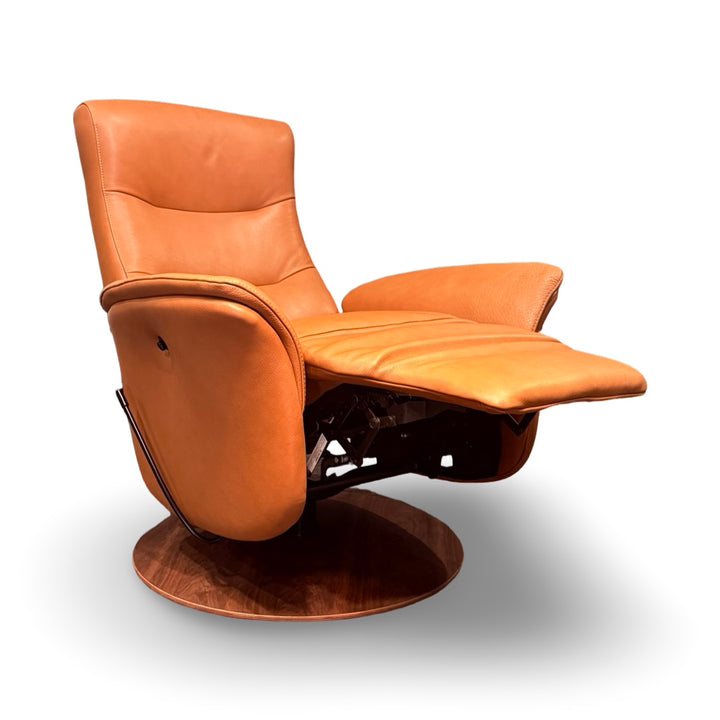 Hjort Knudsen 8350 Leather Rocking Swivel Recliner Chair - Anilux Leather Brandy