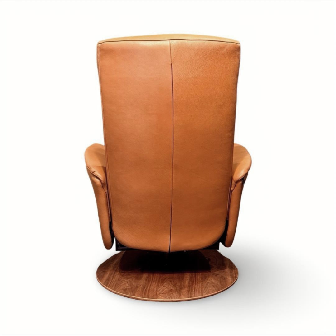 Hjort Knudsen 8350 Leather Rocking Swivel Recliner Chair - Anilux Leather Brandy