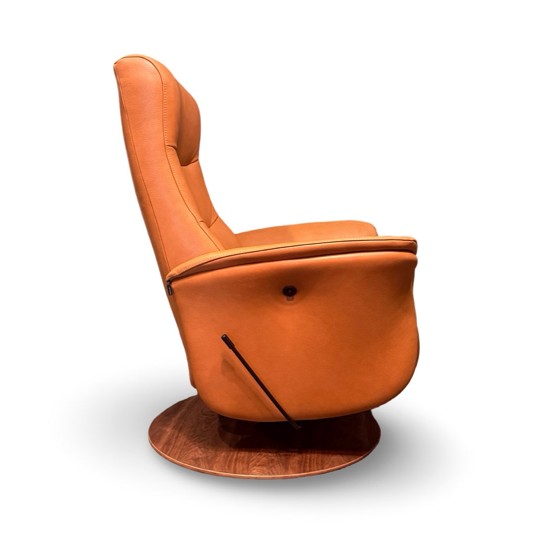 Hjort Knudsen 8350 Leather Rocking Swivel Recliner Chair - Anilux Leather Brandy