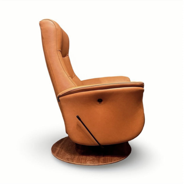 Hjort Knudsen 8350 Leather Rocking Swivel Recliner Chair - Anilux Leather Brandy