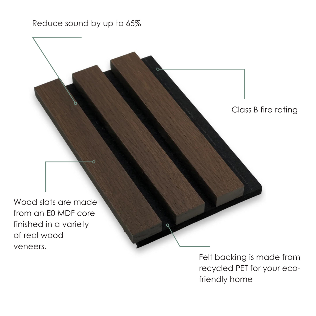 PANELUX™ Black Walnut (Black Felt) Acoustic Slat Wall Panel (9' Height ...