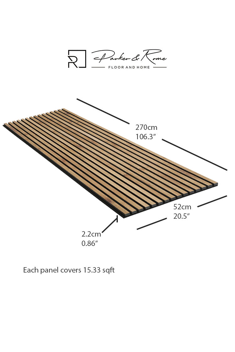 PANELUX™ Brown Oak (Grey Felt) Acoustic Slat Wall Panel (9' Height)