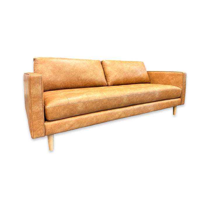 Retreat 82.75" Eco-Leather Sofa - Caramel