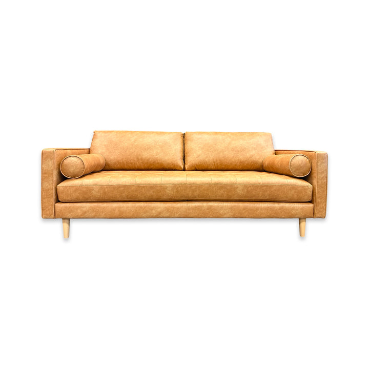 Retreat 82.75" Eco-Leather Sofa - Caramel