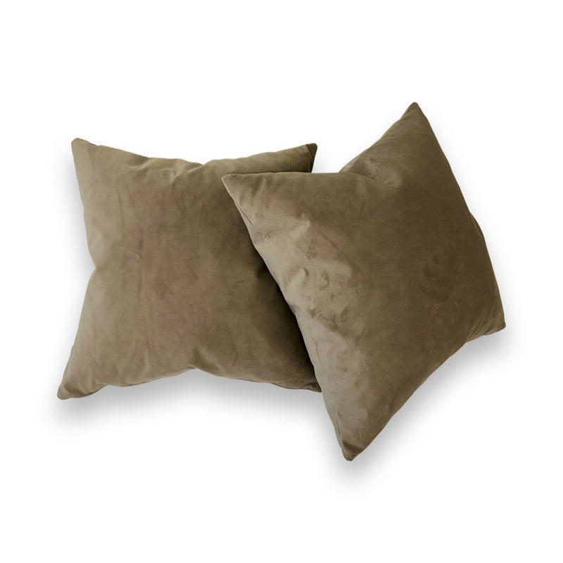 Velvet Pillows with 100% Feather Insert - Cobblestone