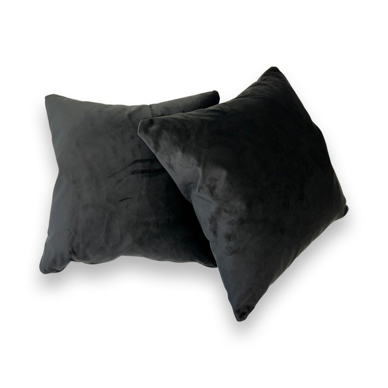 Velvet Pillows with 100% Feather Insert - Caviar