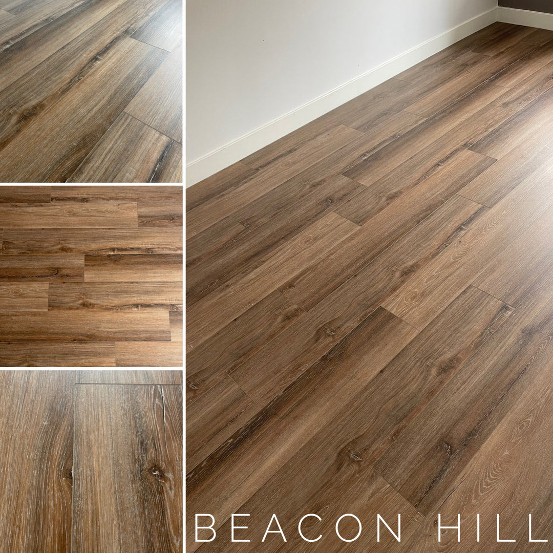 Mid toned brown SPC vinyl plank flooring