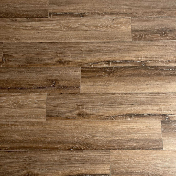 Mid toned brown SPC vinyl plank flooring