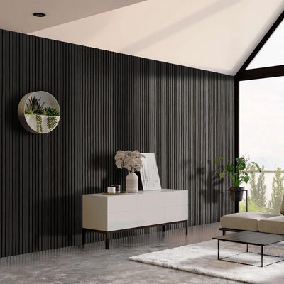 PANELUX™ Black Oak Acoustic Slat Wall Panel (9' Height)