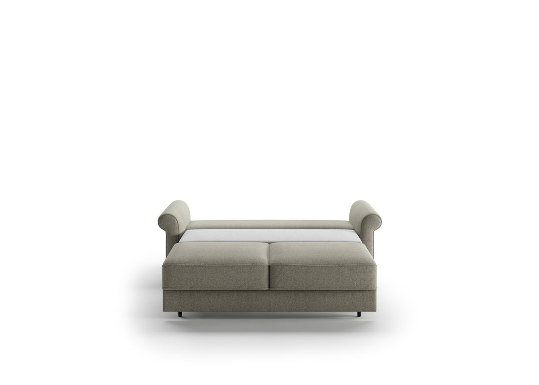 pulled out Queen sized Luonto roll arm sleeper sofa