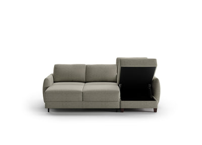 Luonto sectional sleeper in the bed position with storage open 
