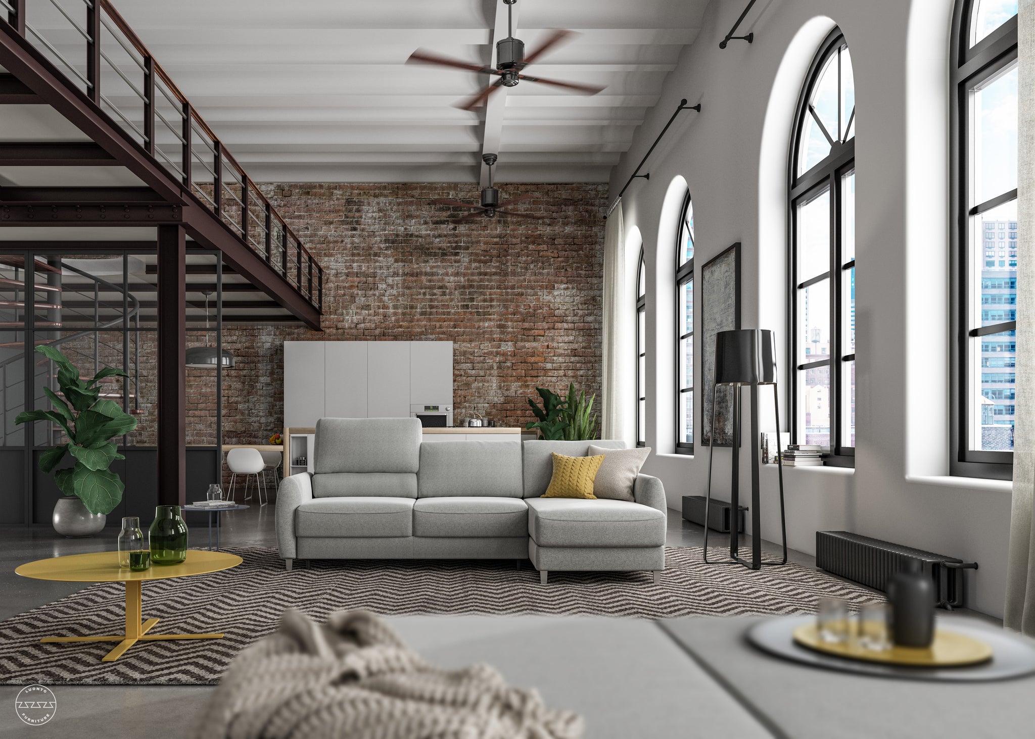 Luonto sectional sleeper in the couch position 