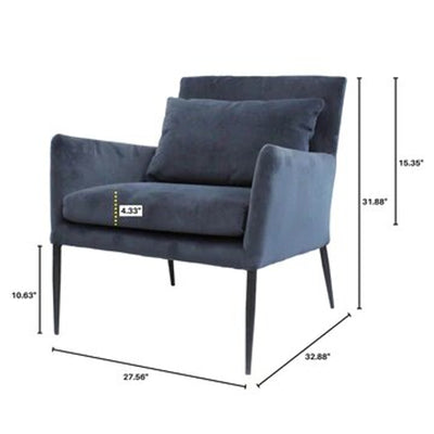Jett Lounge Chair - Grey Velvet